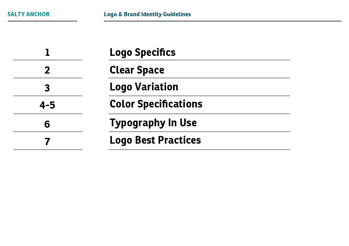 Salty Anchor Branding Guidelines Index
