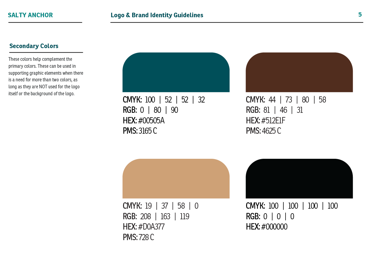 Salty Anchor Branding Guidelines Page 5