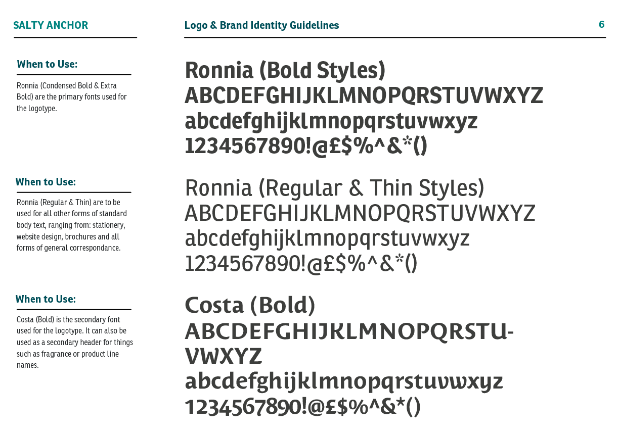 Salty Anchor Branding Guidelines Page 6